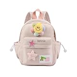 kaululu Rucksack Kinder Personalisierte Kinderrucksack Mädchen Jungen mit Namen Kindergartenrucksack Mädchen Jungen Schulanfang Einschulung Geschenke für Mädchen 5-10 Jahre (Rosa)