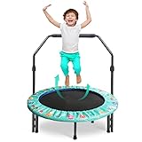Trampolin Kinder Indoor Outdoor Ø 91cm Klein Mini Kindertrampolin Klappbar ohne Netz Zuhause Eckig Bodentrampolin für Drinnen ab 2 3 4 Jahre Kids Grün