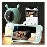 BOIFUN Babyphone mit Kamera 2K/3MP, 5 Zoll Wlan Video Babyfon, PTZ 355°, 4×Zoom, Automatische Verfolgung IR Nachtsicht, Weinen/Bewegungs/Geräuscherkennung, Temperaturmessung, App & Bildschirmsteuerung