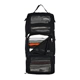 TRAVEL DUDE Hanging Packing Cube mit Kompression aus recycelten Plastikflaschen | Hängende Packwürfel für Rucksack und Koffer | Tragbare Reiseregale in Schwarz