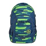 coocazoo Schulrucksack Joker, „Lime Stripe“, blau-grün, ergonomischer & anpassbarer Tornister, höhen- & größenverstellbar, mit Brustgurt & Hüftgurt, ab der 3. Klasse