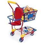Bayer Design 75003AA Einkaufswagen Supermarkt Kinder, mit Spiellebensmittelkartons, bunt, aus Metall, integrierter Sitz, herausnehmbarer Korb, Kaufladenzubehör