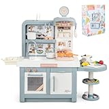COSTWAY Spielküche Kinder mit 49 Zubehör, Kinderküche mit Licht & Sound, Kinderspielküche inkl. Spüle Ofen Mikrowelle Kochherd Dampf, Spielzeugküche für Kinder ab 3 Jahren (Grau)