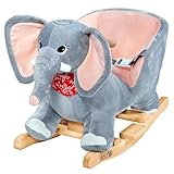 DEUBA® Schaukelelefant Schaukeltier Plüsch Schaukel Wippe Pferd Einhorn Kinder Baby Spielzeug Sound-Geräusche inkl. Sicherheitsgurt Balancetraining besonders weich