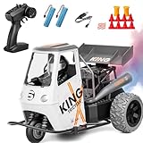 SupKonXi Ferngesteuertes Motorrad, 1:16 RC Dreirad Motorrad, 2.4 Ghz Elektrisches Spielzeugmotorrad mit Sprühnebel und Licht, 2 Akku 60 Minuten, Geschenk für Kinder