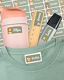 melu kids® Namensaufkleber für Kinder - Kleidung & Gegenstände (50 Stück) Kita/Schule - Namensschilder waschmaschinenfest und personalisiert (grün)