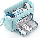 EASTHILL Federmäppchen mit grossem pencil case Tragbare Stifttasche Tragbare kosmetisches Office High School Organizer College Studentin Mädchen Jugendliche Mädchen Erwachsene-Hellblau
